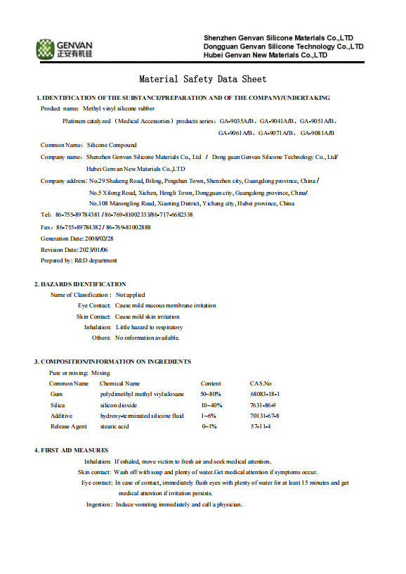 MSDS certificate preview