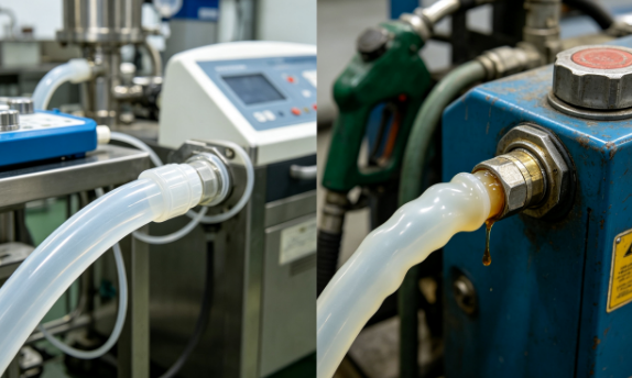 food grade silicone hose is not proof of gasoline resistance