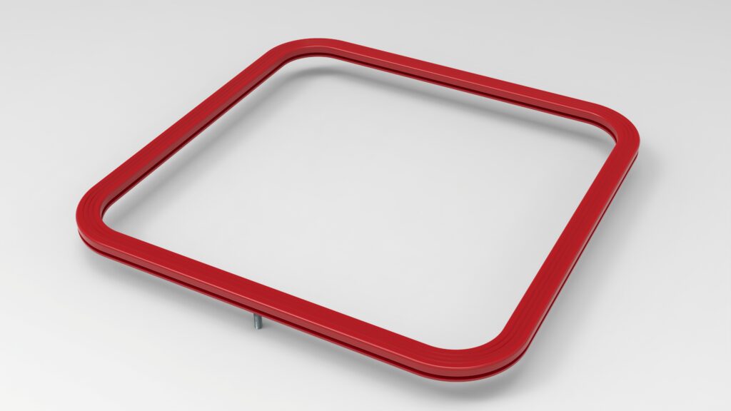 Custom size red rectangular inflatable silicone gasket
