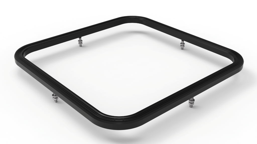 Black rectangular inflatable silicone frame seal gasket