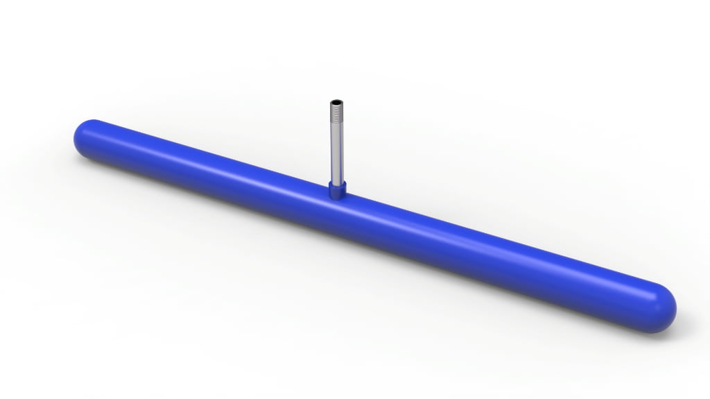 Blue inflatable silicone seal strip with inflation nozzle