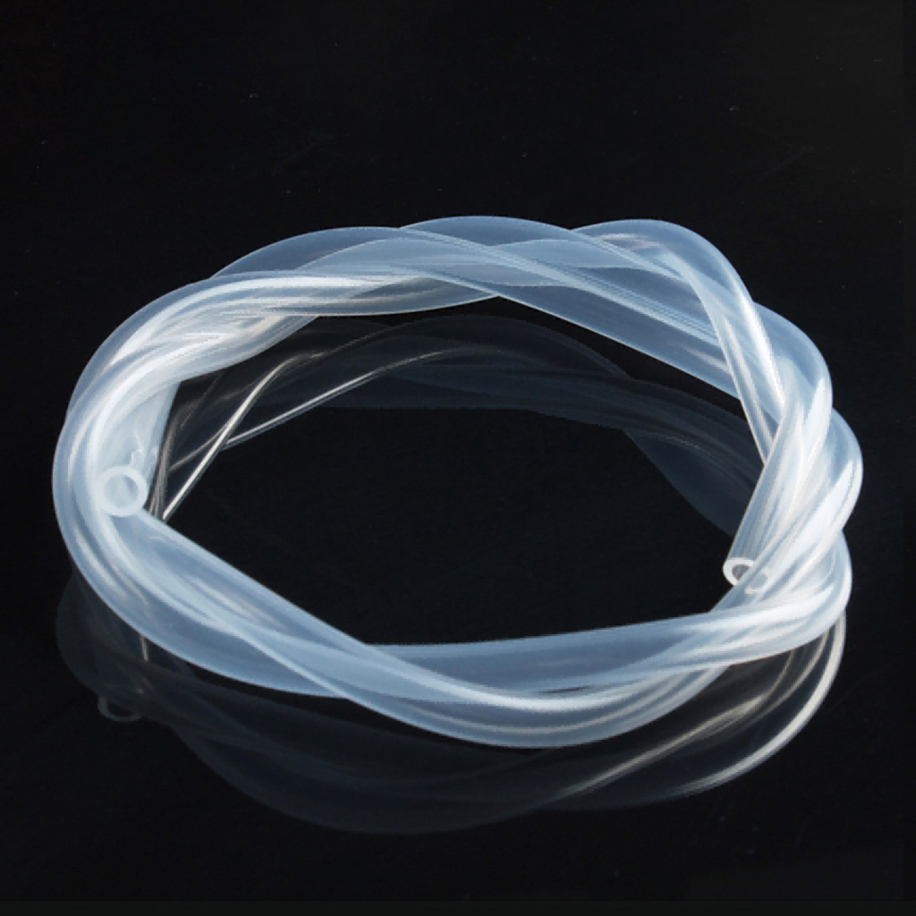 Small coiled sample of transparent silicone tube
