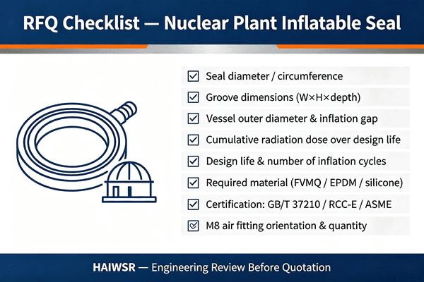 inflatable seals for a nuclear plant application RFQ checklist