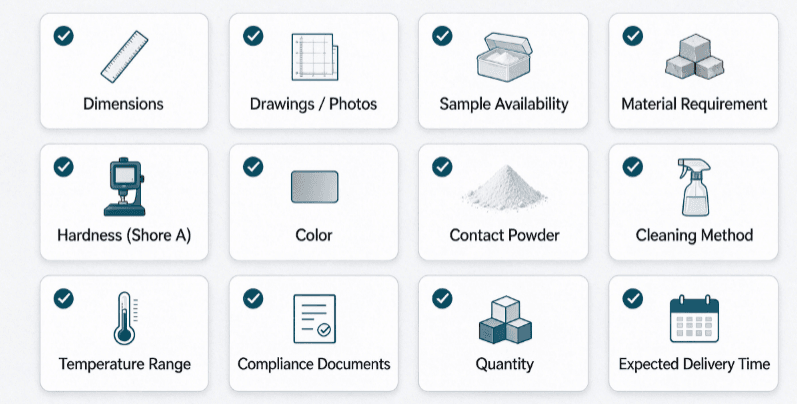 RFQ checklist for custom silicone sealing ring between bin and GF-13/1 tablet press